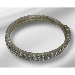 Vintage Gold Tone CZ Layered Tennis Bracelet Stylish VTG Women's Fashion Jewelry